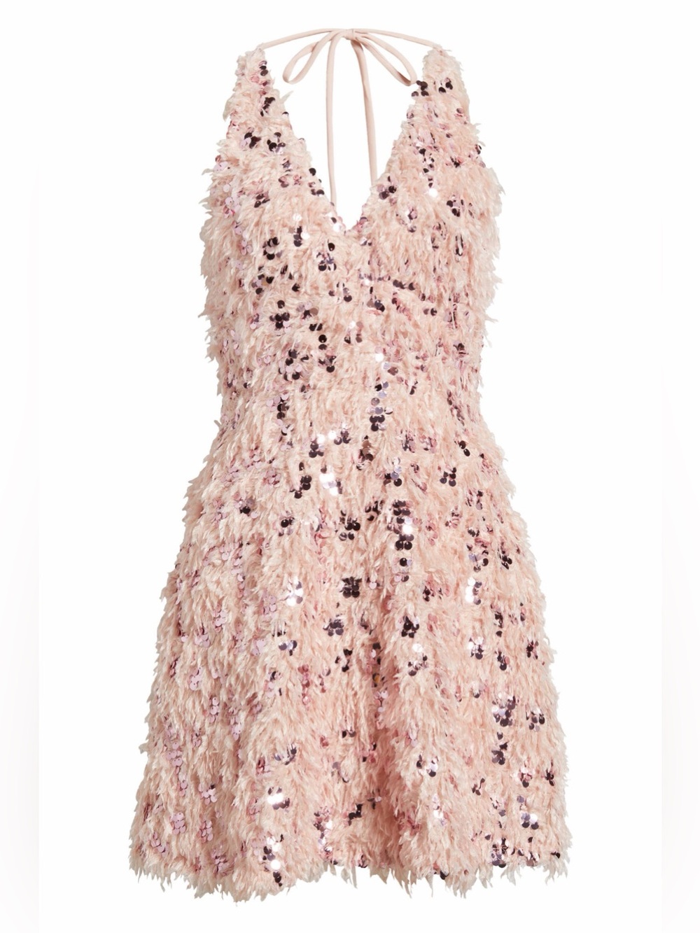 Layered with Love Misa Pink Feather Sequin Mini Dress Size S